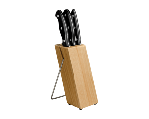 3 Piece Cutlery Set with Wood Block