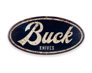 Buck Knives Oval Tin Tacker Sign